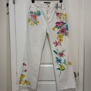VTG Ralph Lauren Pink Sand White Floral Jeans NWT Perfect for Spring Y2K